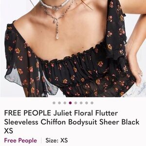 Free People Sheer Black Floral Bodysuit